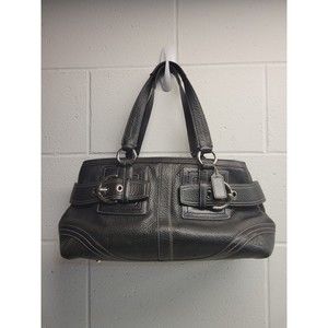 COACH 02764 EUC Hampton Black Pebbled Leather Large Purse Bag Tote